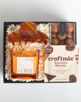 Gift set with coffee-themed items including a bottle labeled 'Coffee' and a box of 'craftmix Espresso Martini'.