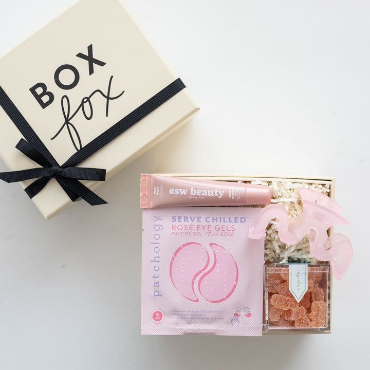 Box of Box Fox with a pink eye gel packaging on a white background