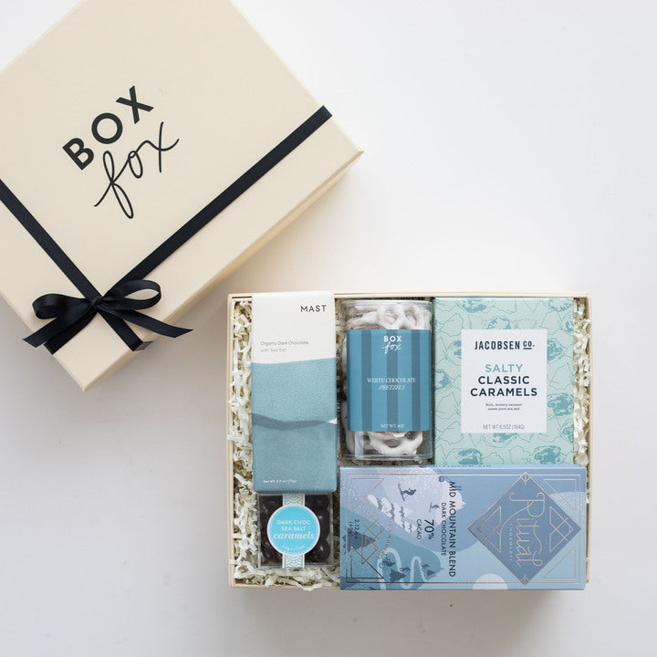 Gift box with 'Box Fox' branding on a white background