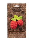 Valery the Raspberry toy by Oli & Carol on a brown packaging background