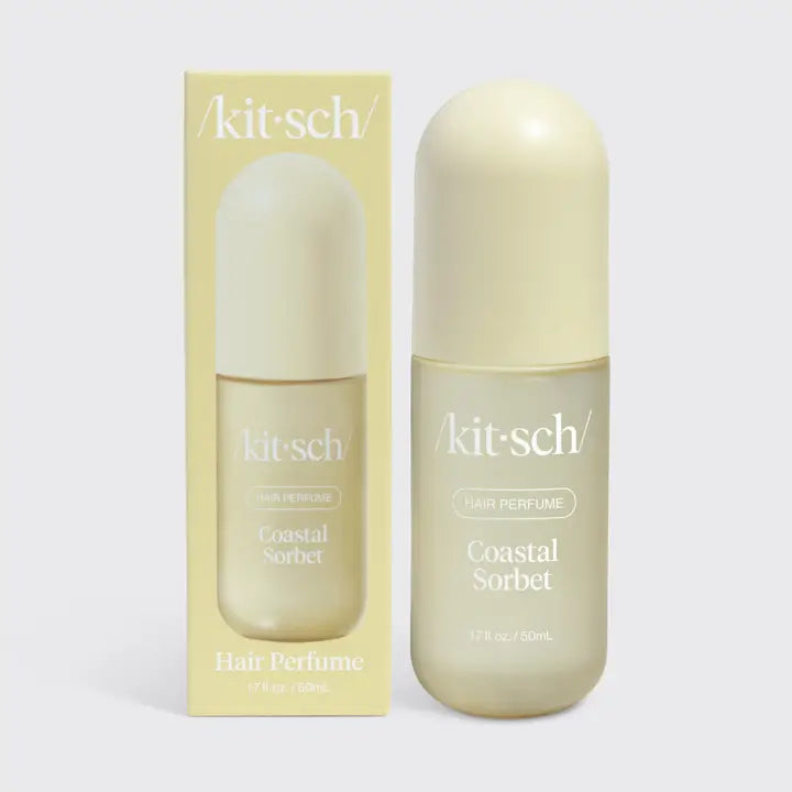 kitsch Coastal Sorbet hair perfume bottle and packaging on a white background
