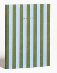 green & blue striped notebook