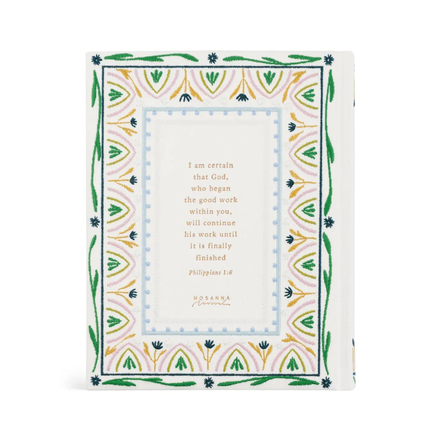 Decorative card with a biblical quote and decorative border on a white background