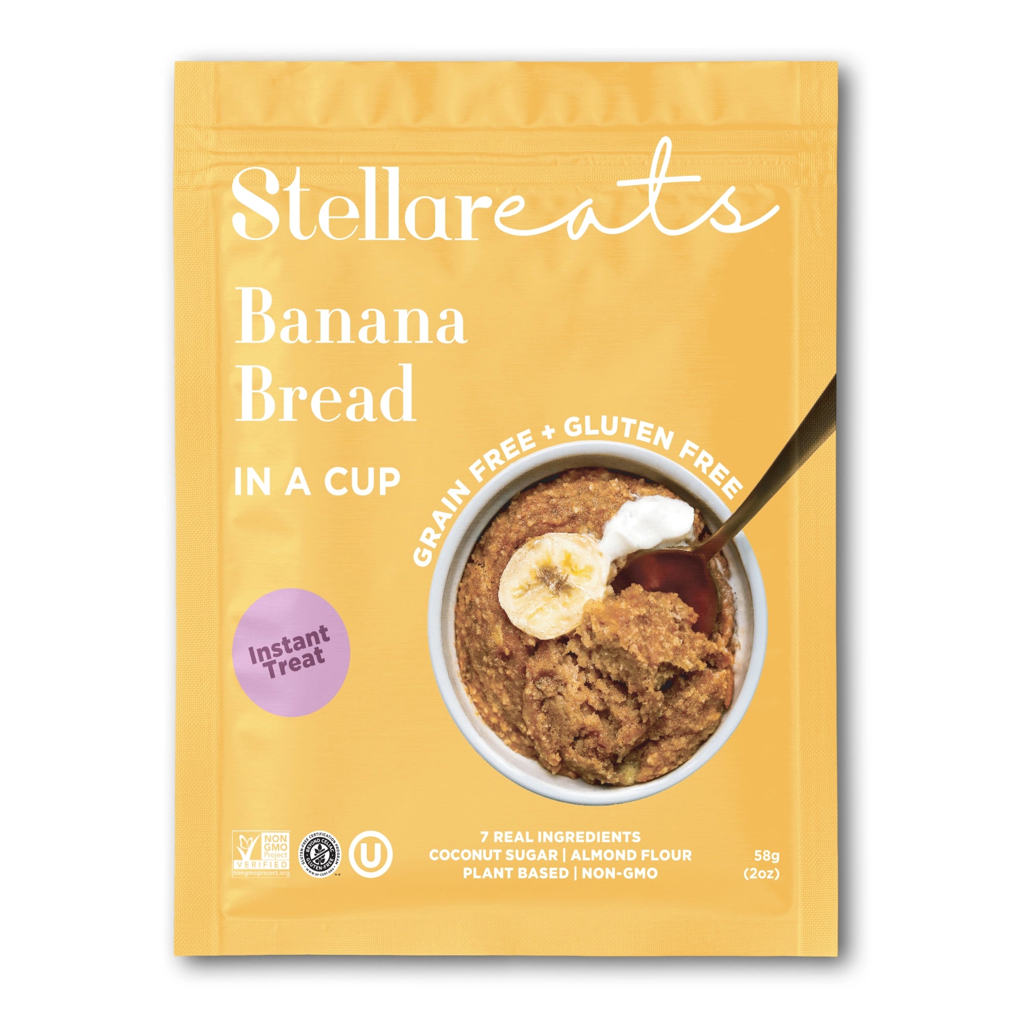 Stellar Eats Banana Bread in A Cup Yellow Packet