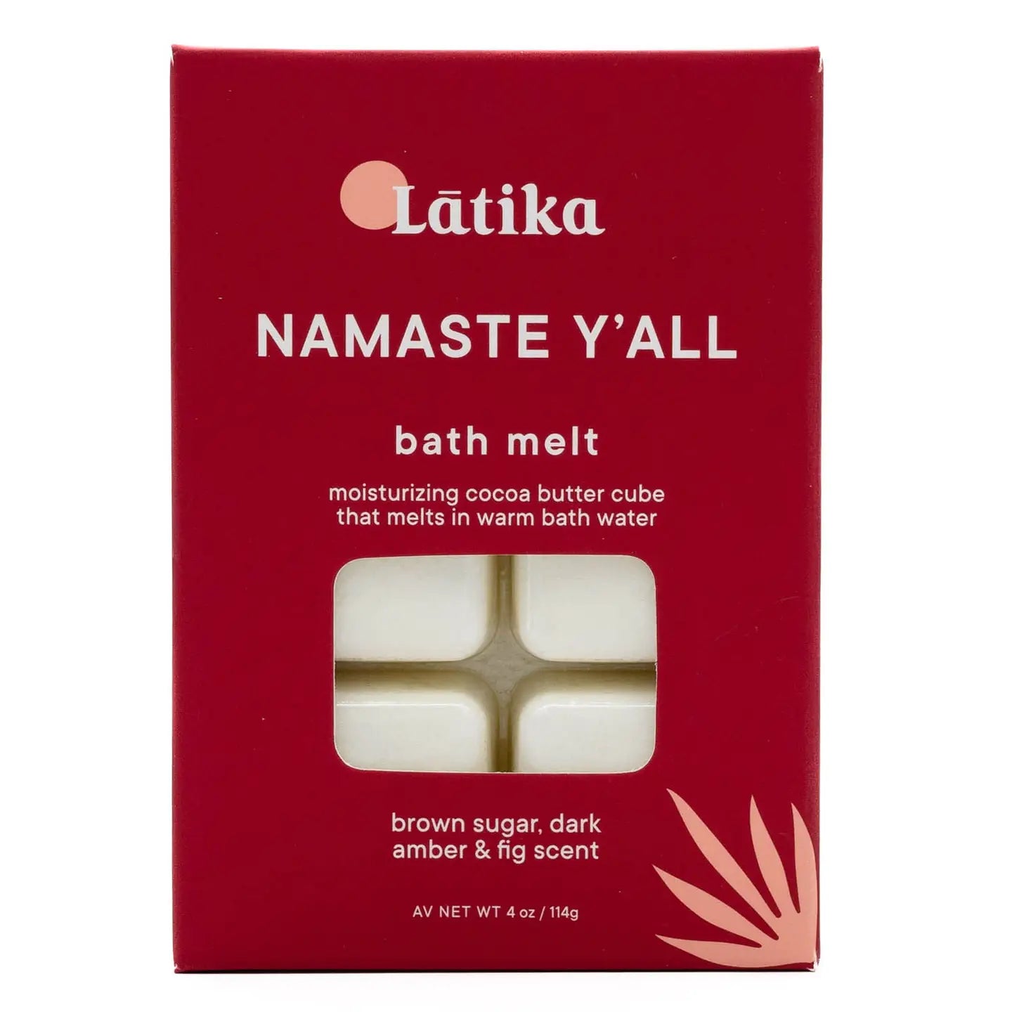 namaste yall red packaging with white bath melts inside