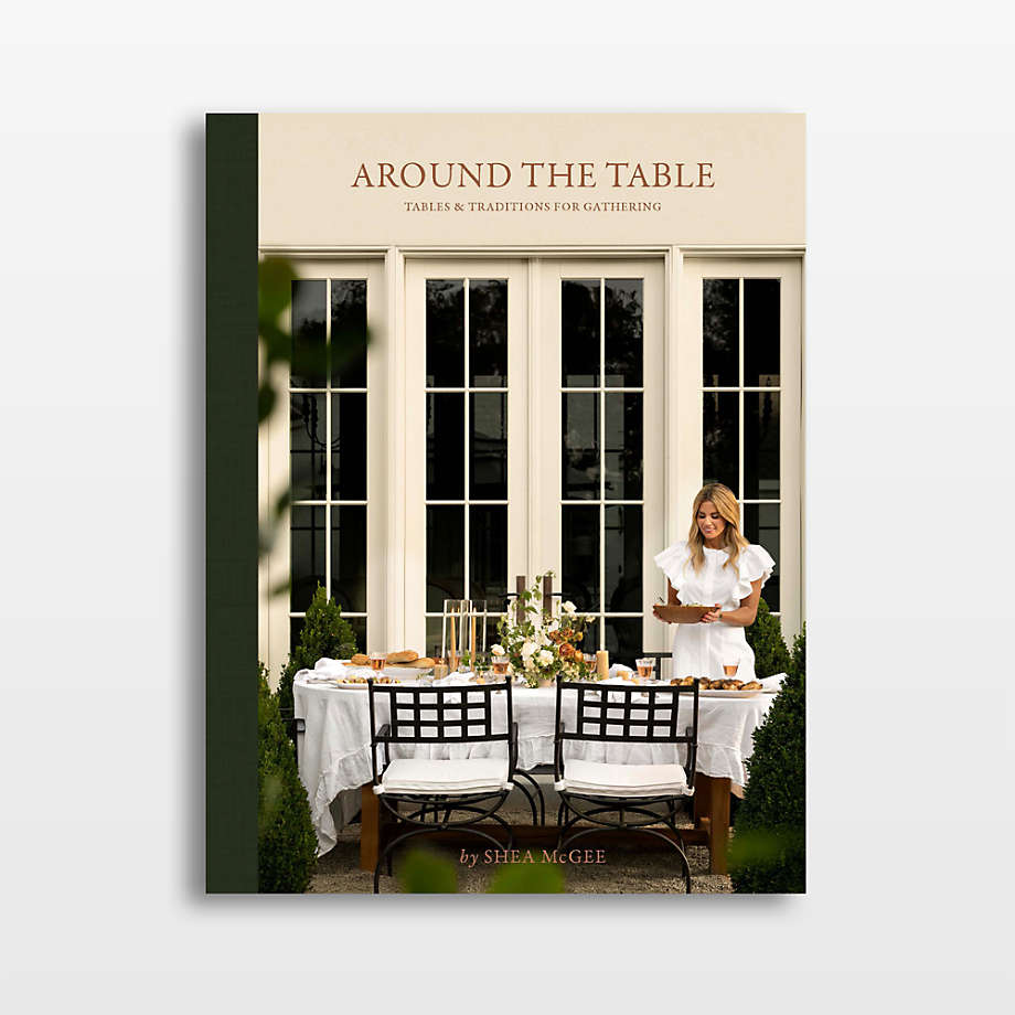 Book cover titled 'Around the Table' with a woman standing by a table outdoors.