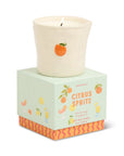 Candle with 'Citrus Spritz' packaging on a white background