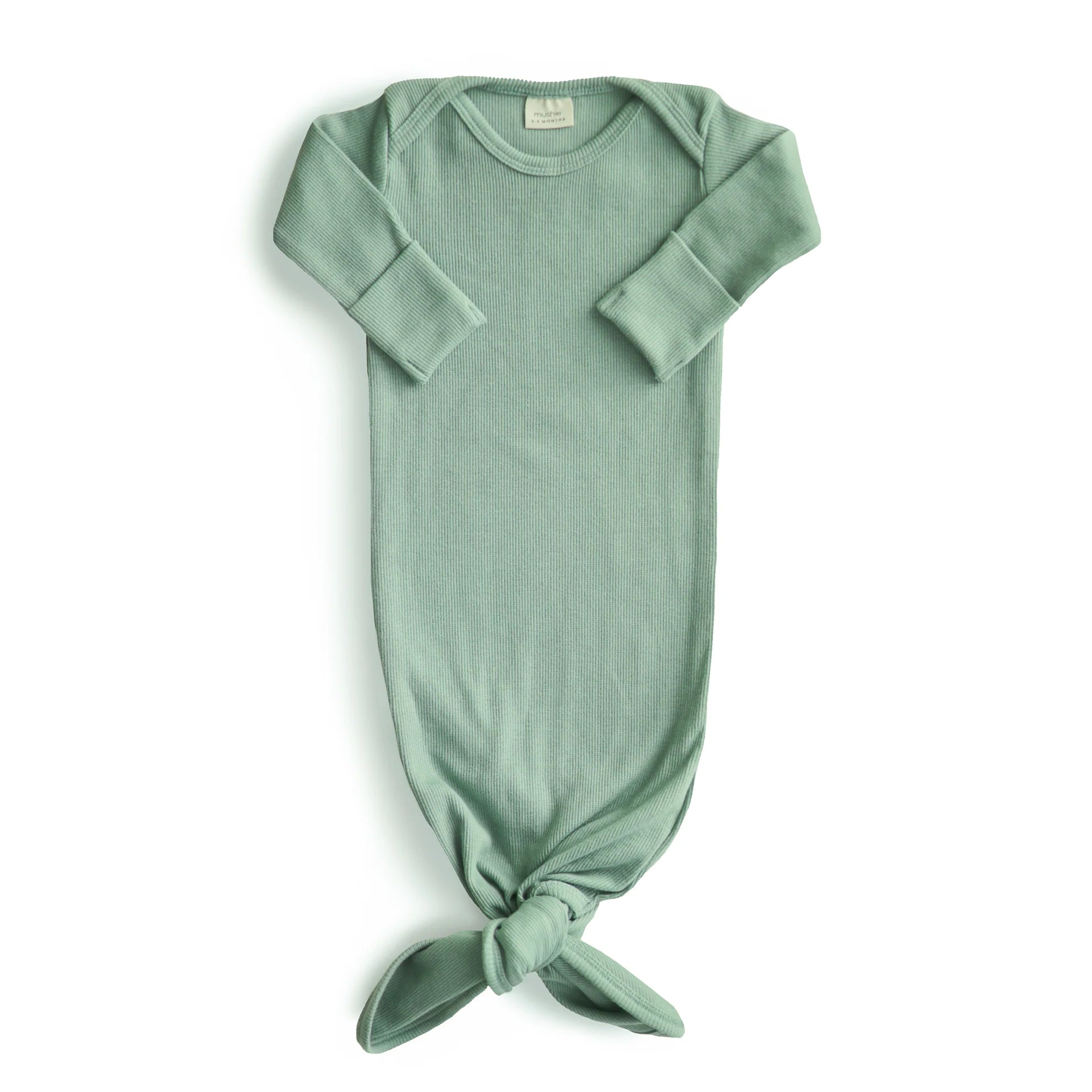 Green Ribbed Knotted Baby Gown
