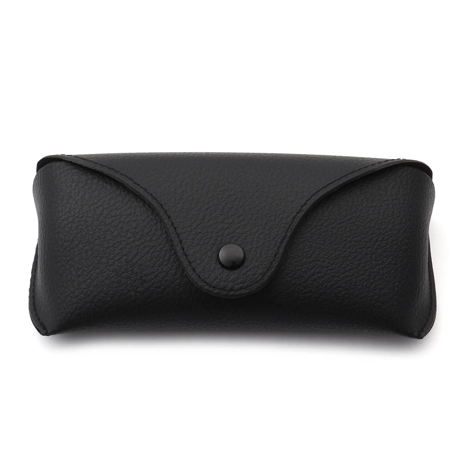Black leather glasses case on a white background