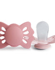 light pink & pink butterfly shaped pacifiers