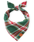 Holly Jolly Flannel Dog Bandana on white