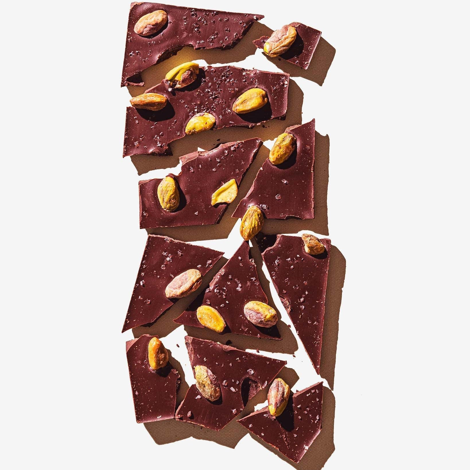 salted pistachio chocolate bar on a white background