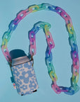 blue floral koozie with rainbow chain