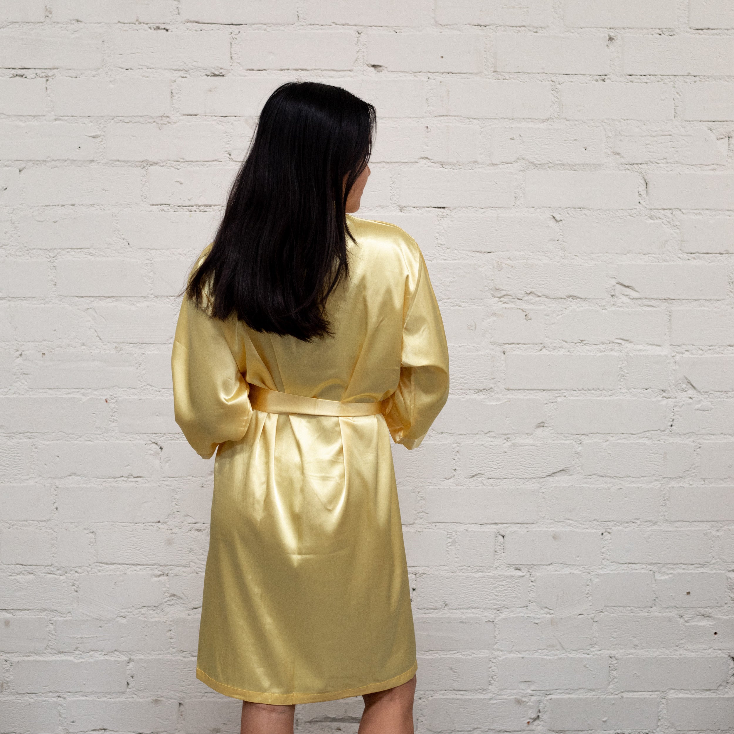 The Andie | Butter Yellow Satin Robe - BOXFOX
