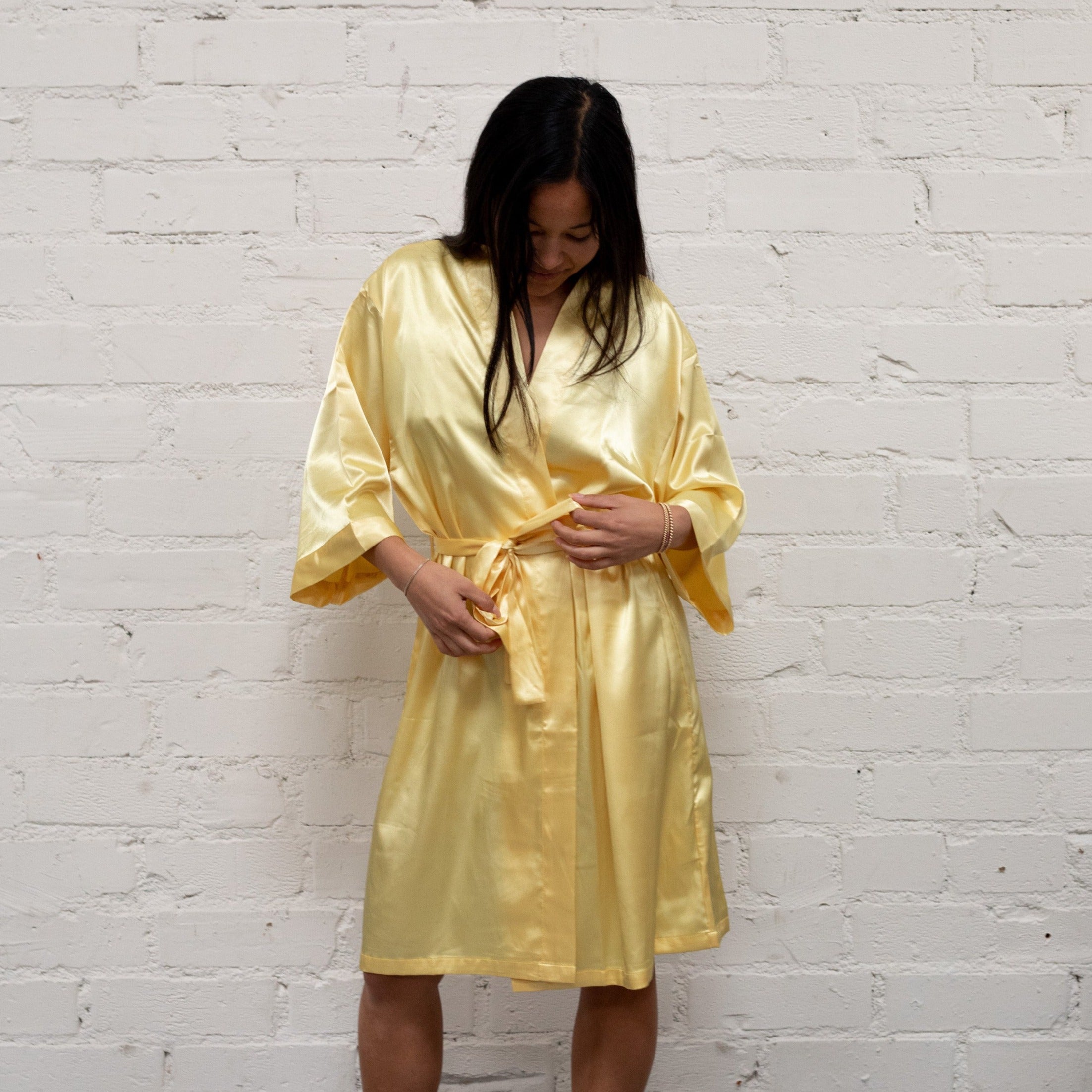 The Andie | Butter Yellow Satin Robe
