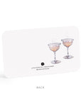 Two cocktail glasses on a white card with 'Little Notes' branding.