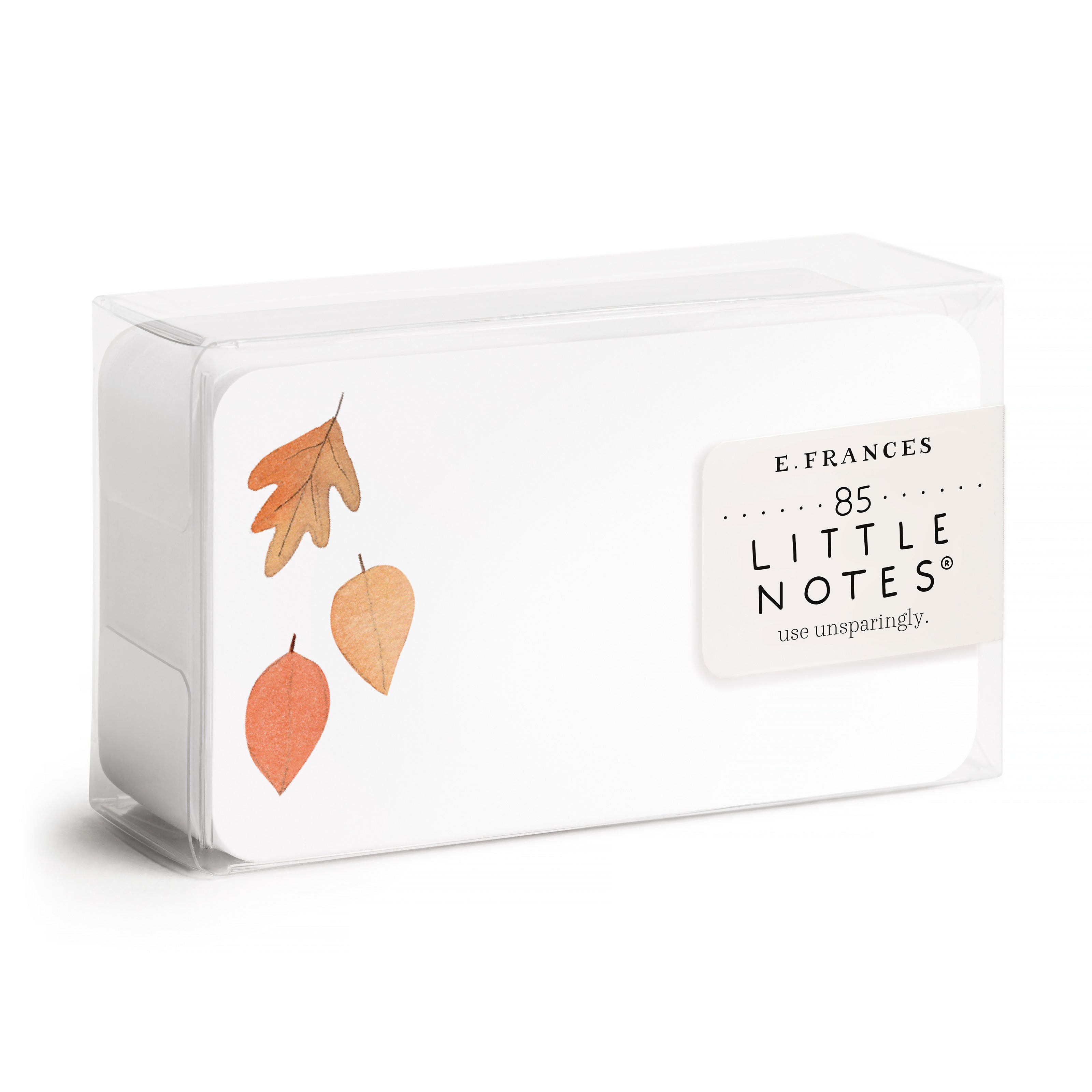 Box of E. Frances Little Notes with leaf designs on a white background