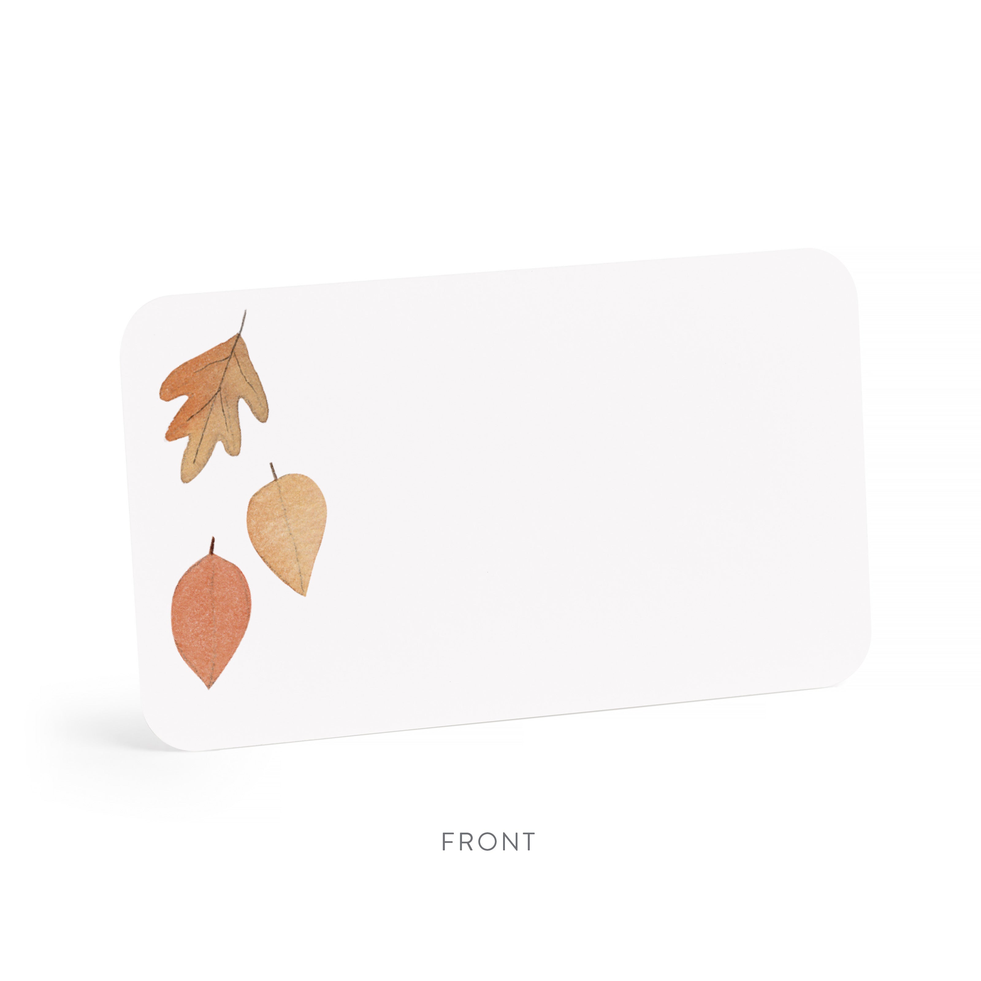 Card with leaf designs on a white background