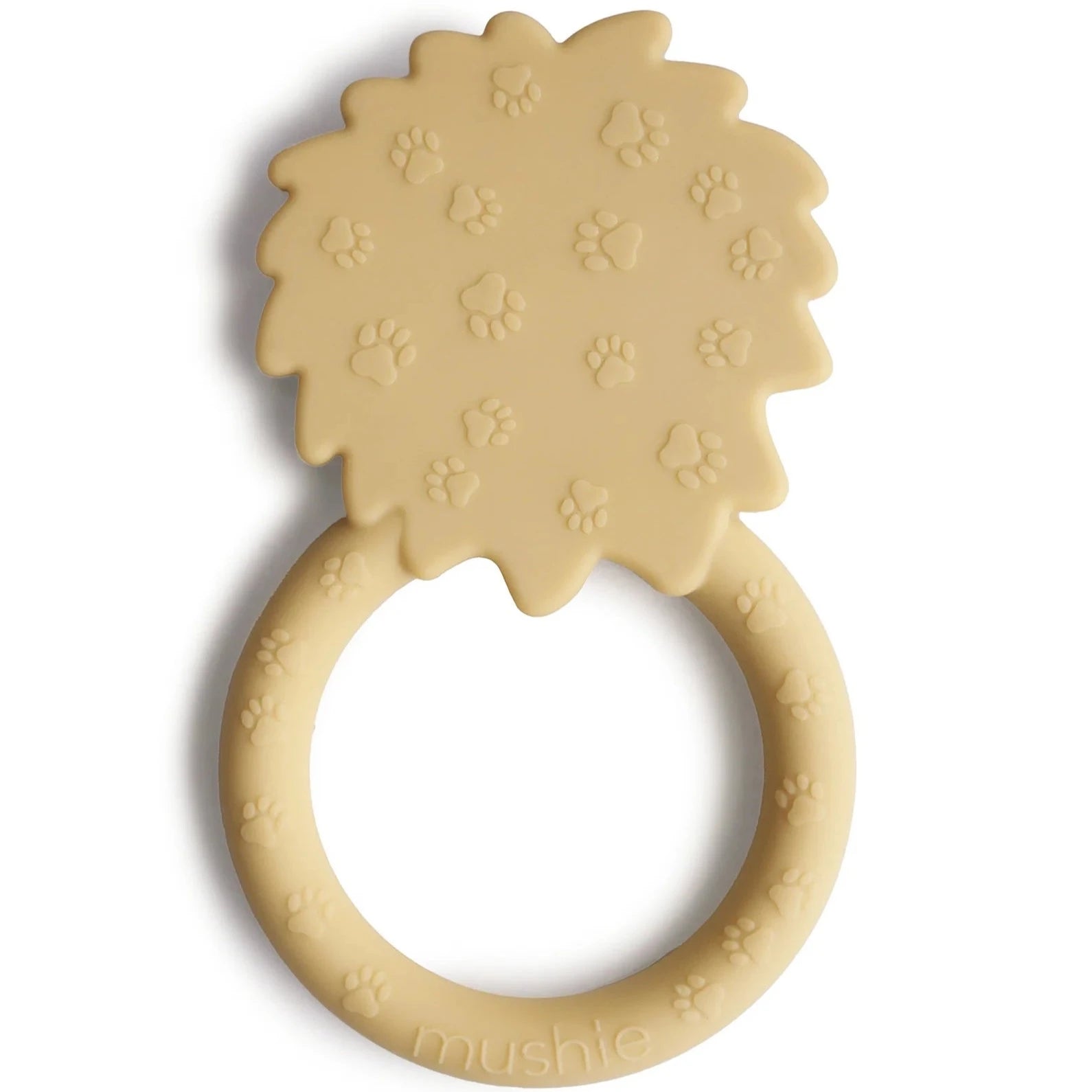 round yellow lion teether