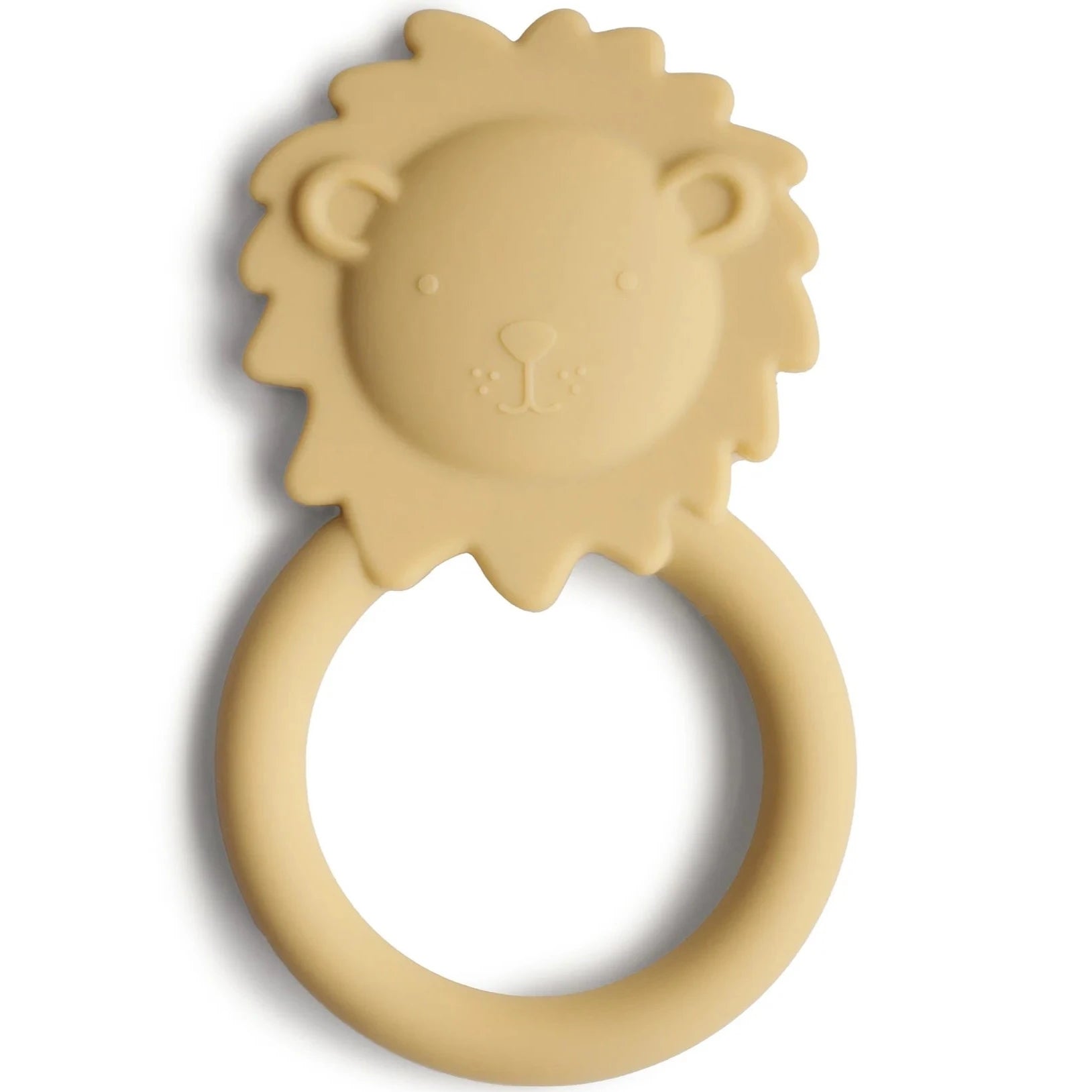 round yellow lion teether