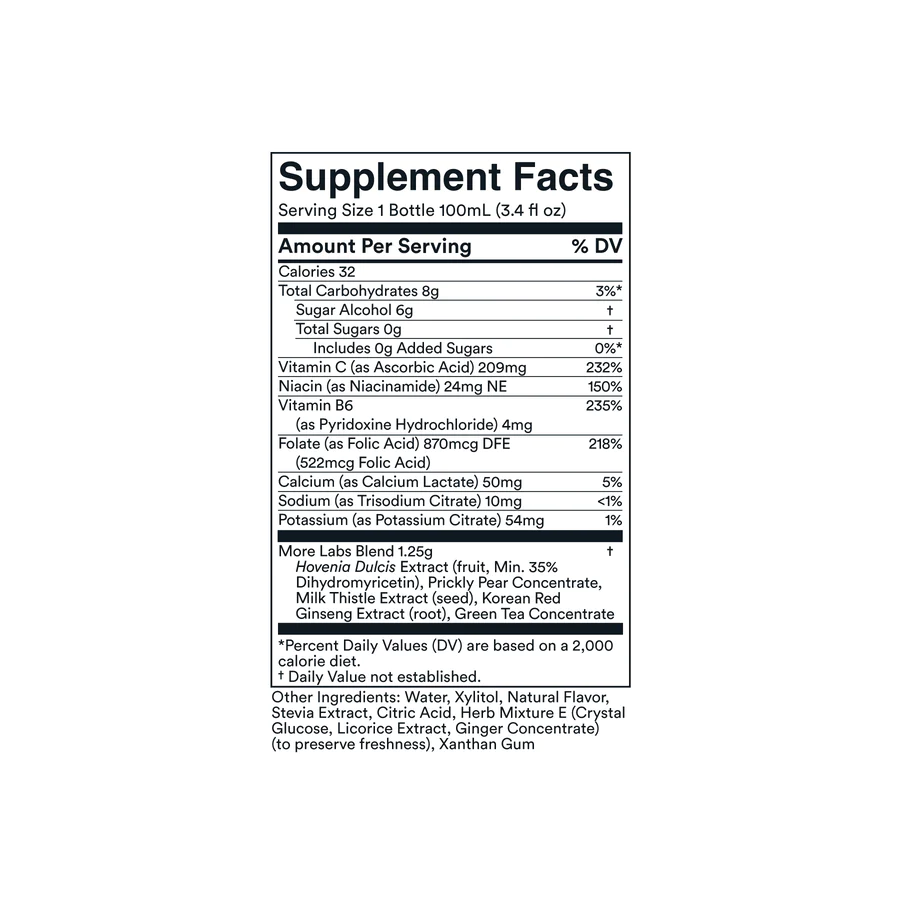 Supplement Facts for Sugar Free Morning Recovery