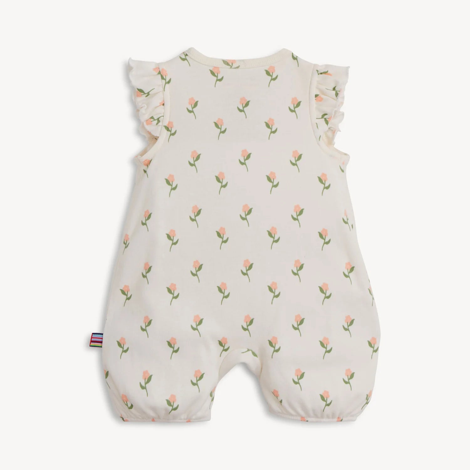 Baby romper with floral pattern on a white background