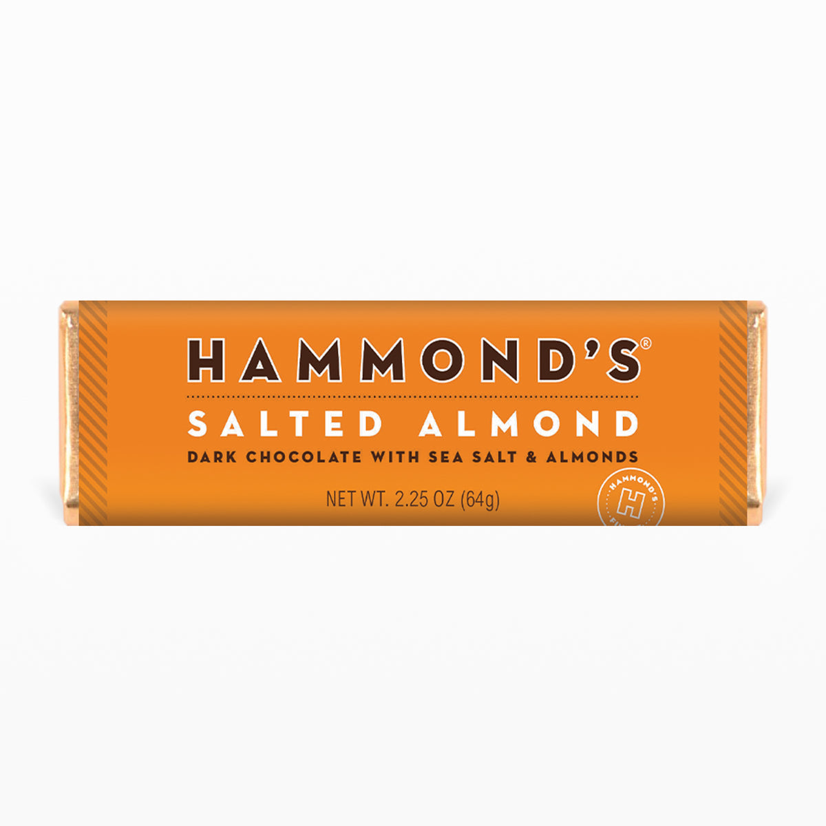 Salted Almond Dark Chocolate Bar on white