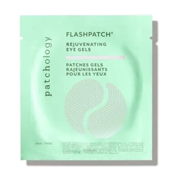 mint green square packaging for eye gels with black text on it