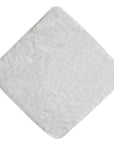 plain white hooded towel for babies laid flat showing diamond shape