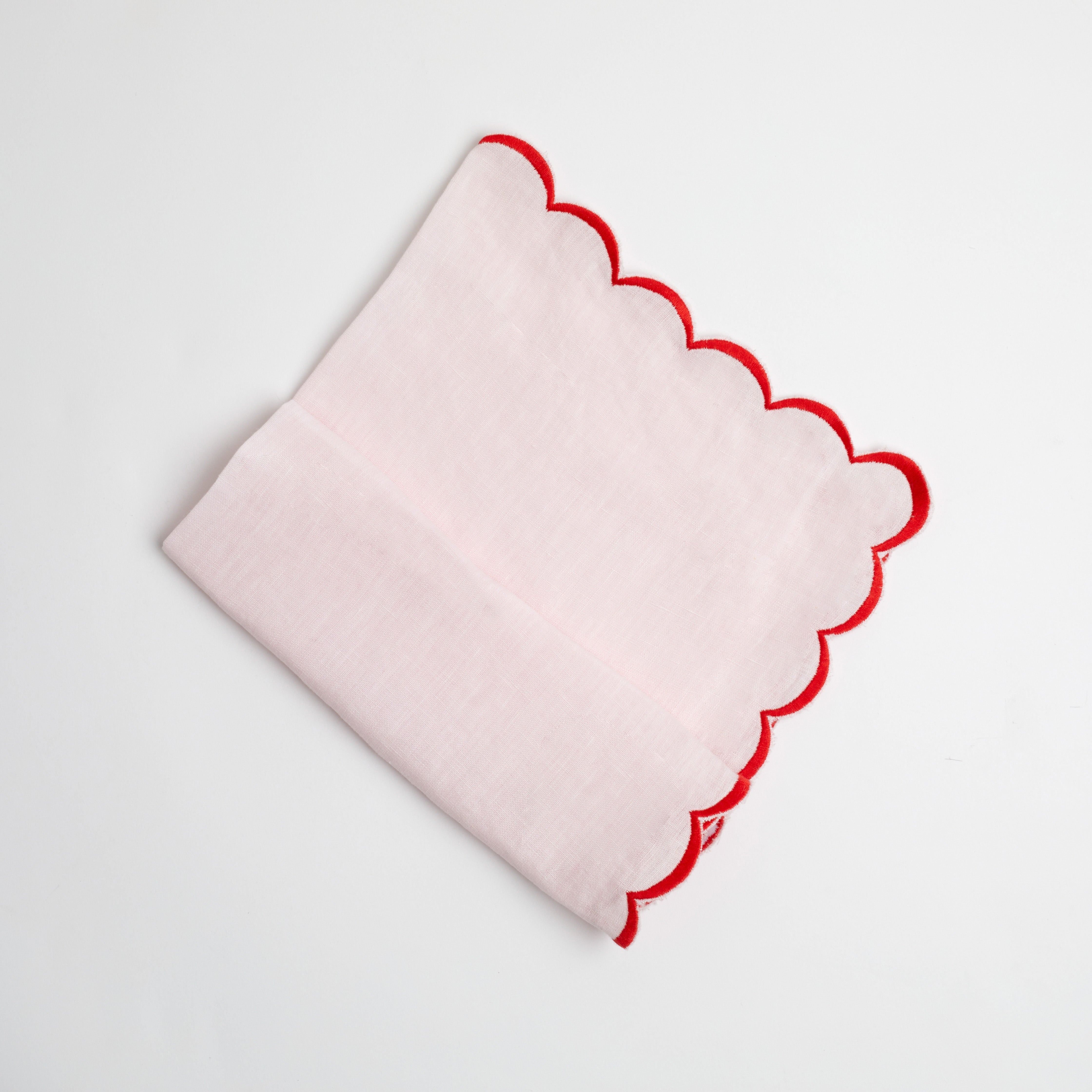 Pink Parisian Scalloped Edge Tea Towel