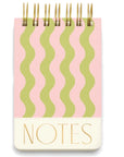 Pink and green waves striped notepad 
