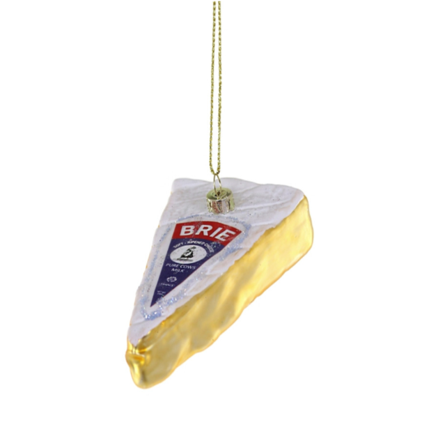 Wedge of brie glass ornament
