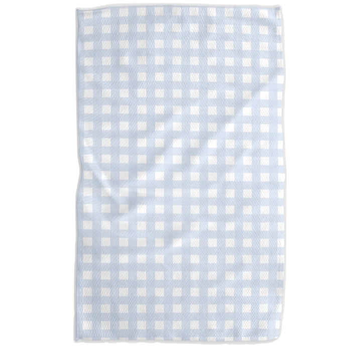 light blue grid tea towel