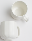 2 White Ribbed Mugs