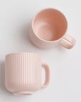 2 Baby Pink Ribbed Mugs