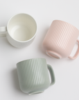 3 Ribbed Mugs: White, Baby Pink, & Sage Green