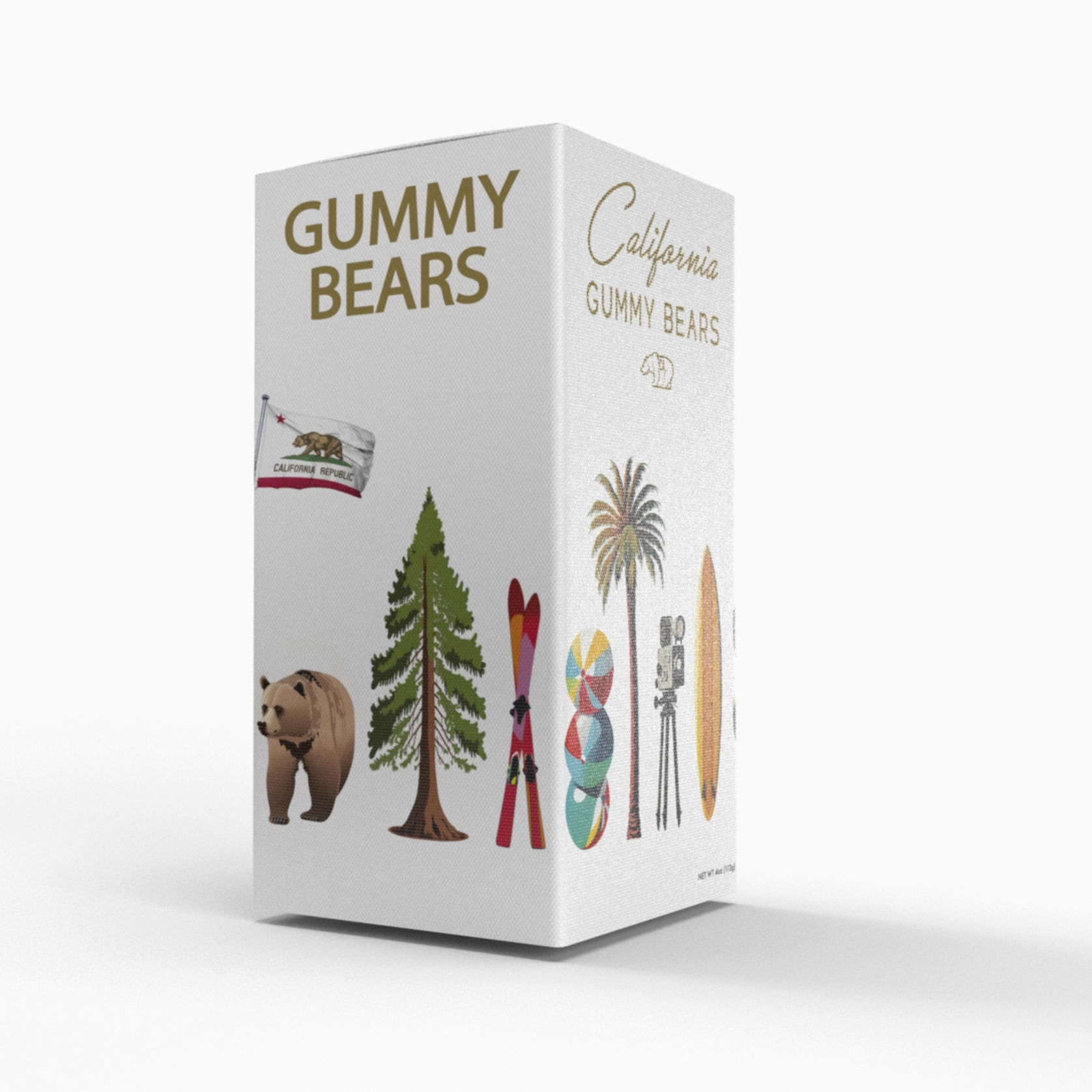 california gummy bear box on white background