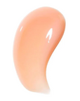 A glossy, peach-tinted swatch of the lip mask, showing a smooth, shiny texture intended to illustrate the product's consistency.