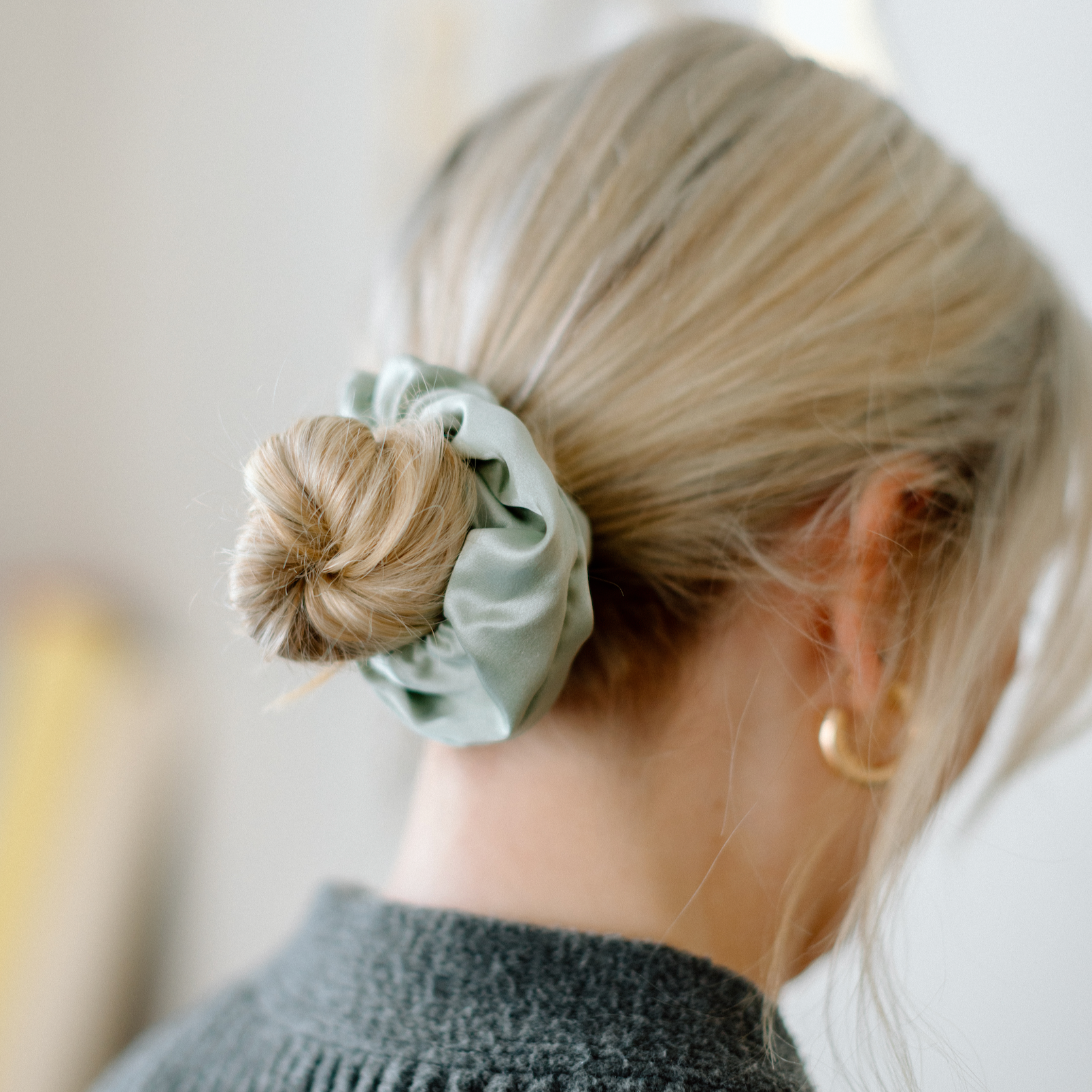 Sage Thick Silk Scrunchies