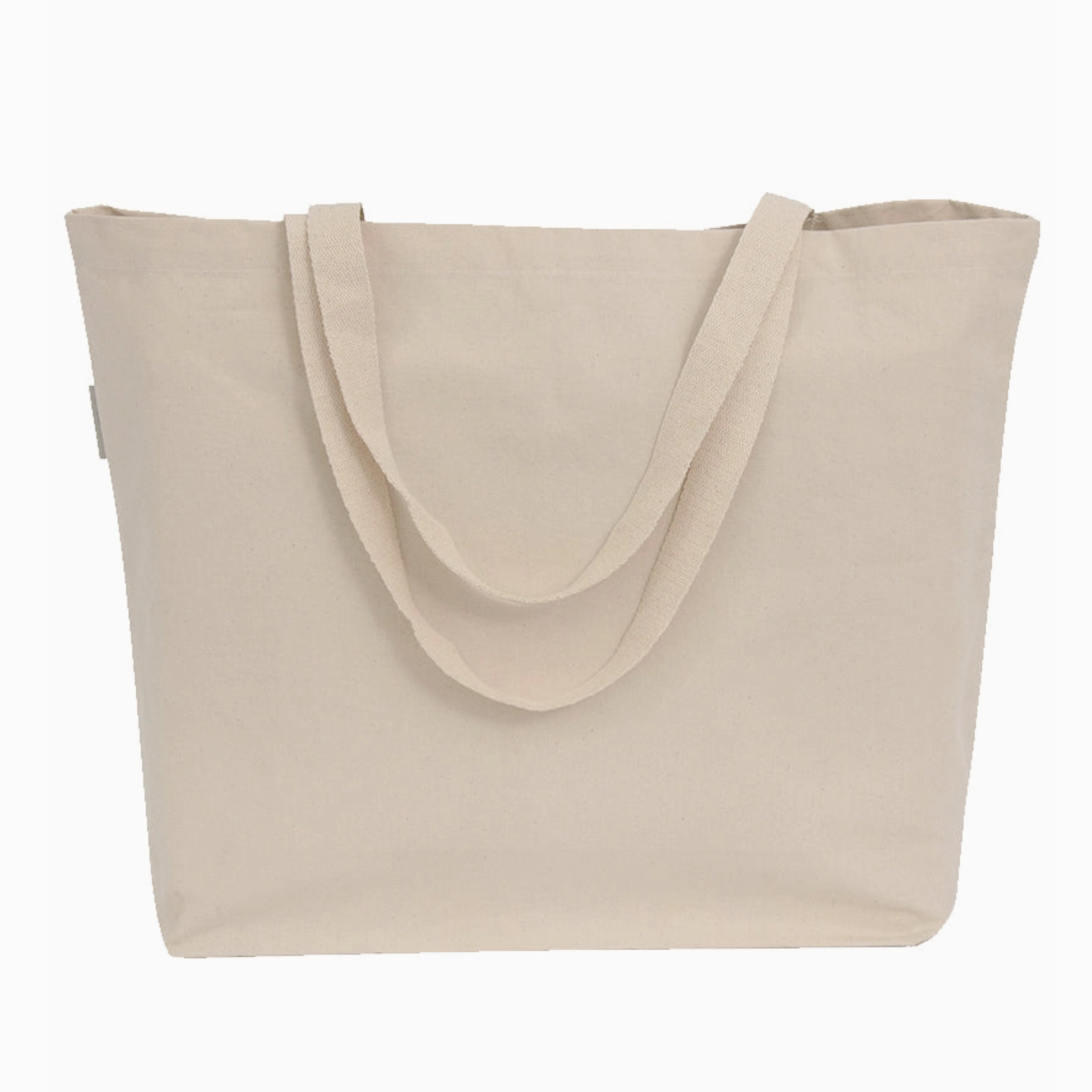 Beige tote bag on a white background