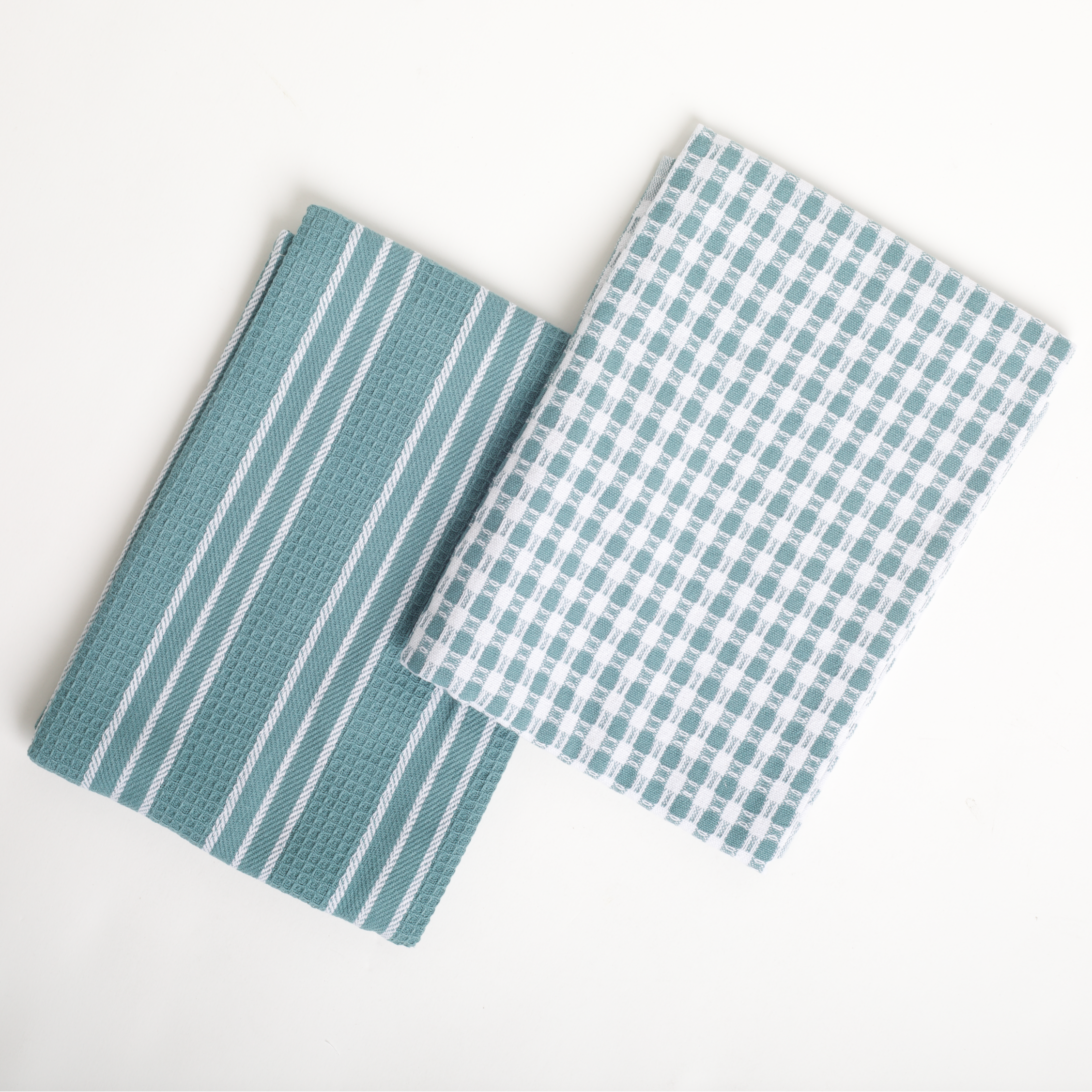 Two blue checkered fabric swatches on a white background