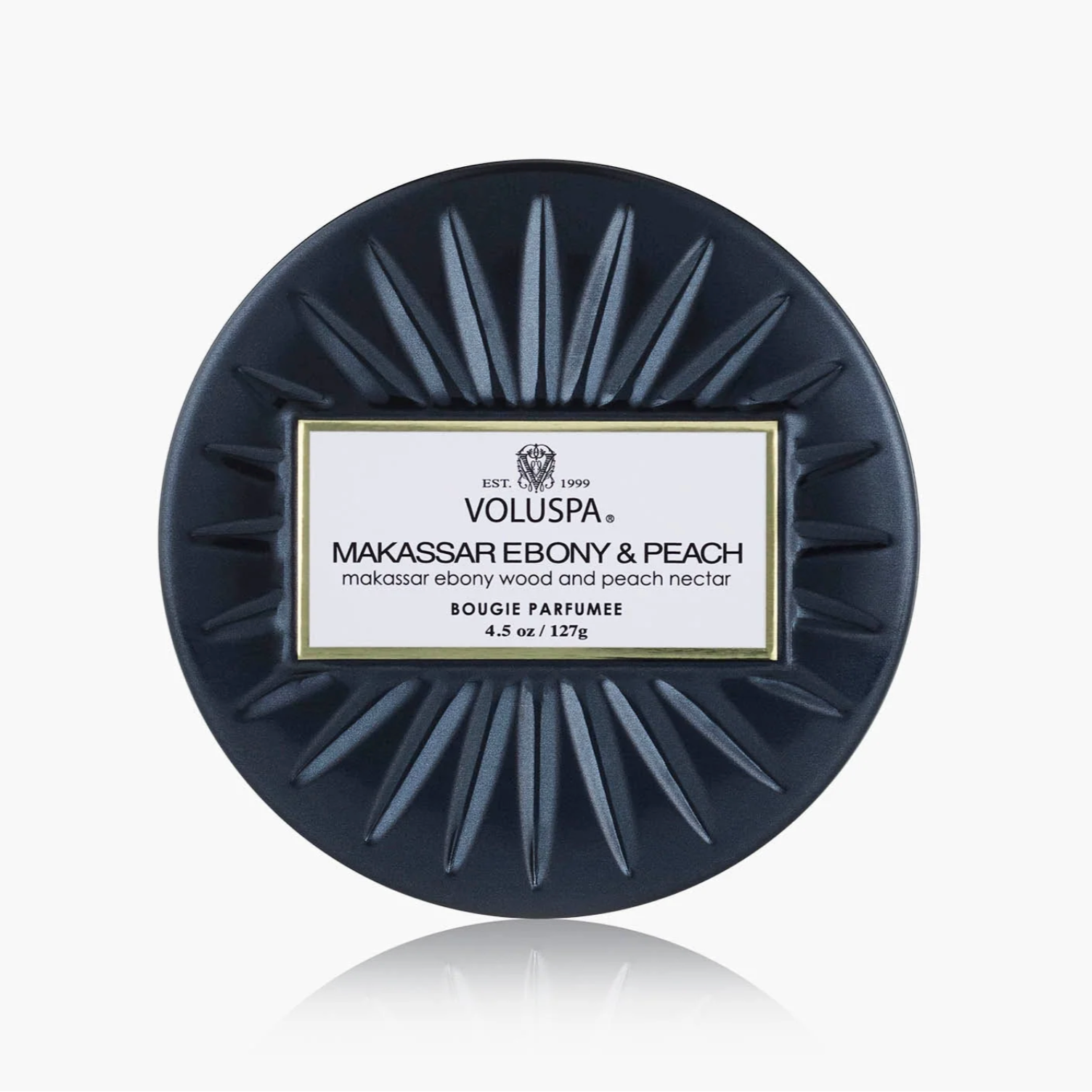 top of the voluspa makassar ebony and peach candle