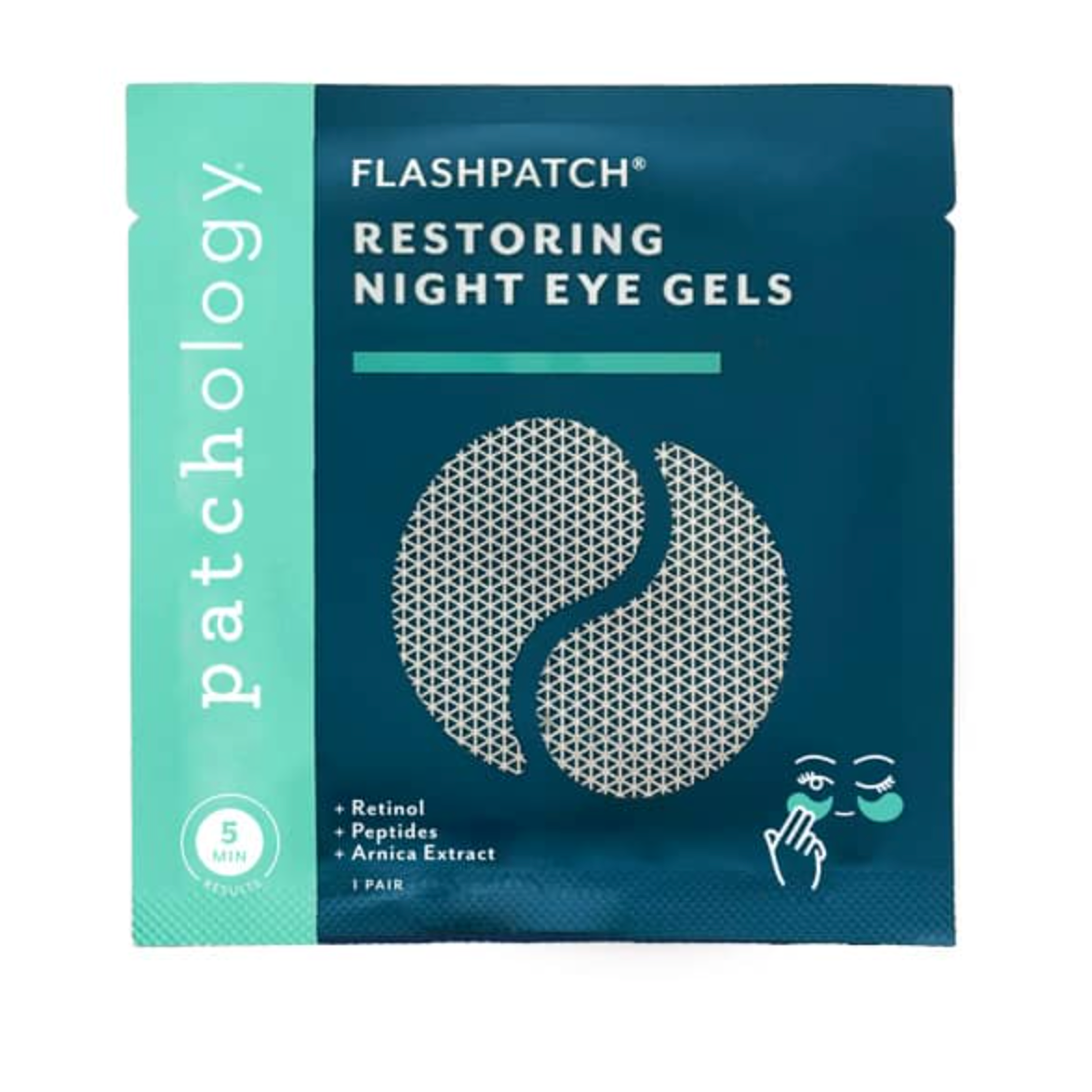 Pair of Blue and Teal patchology restoring night eye gels 