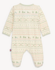 Baby onesie with a pattern on a white background