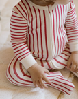 Ribbed Baby Sleeper - Stripes Away Berry