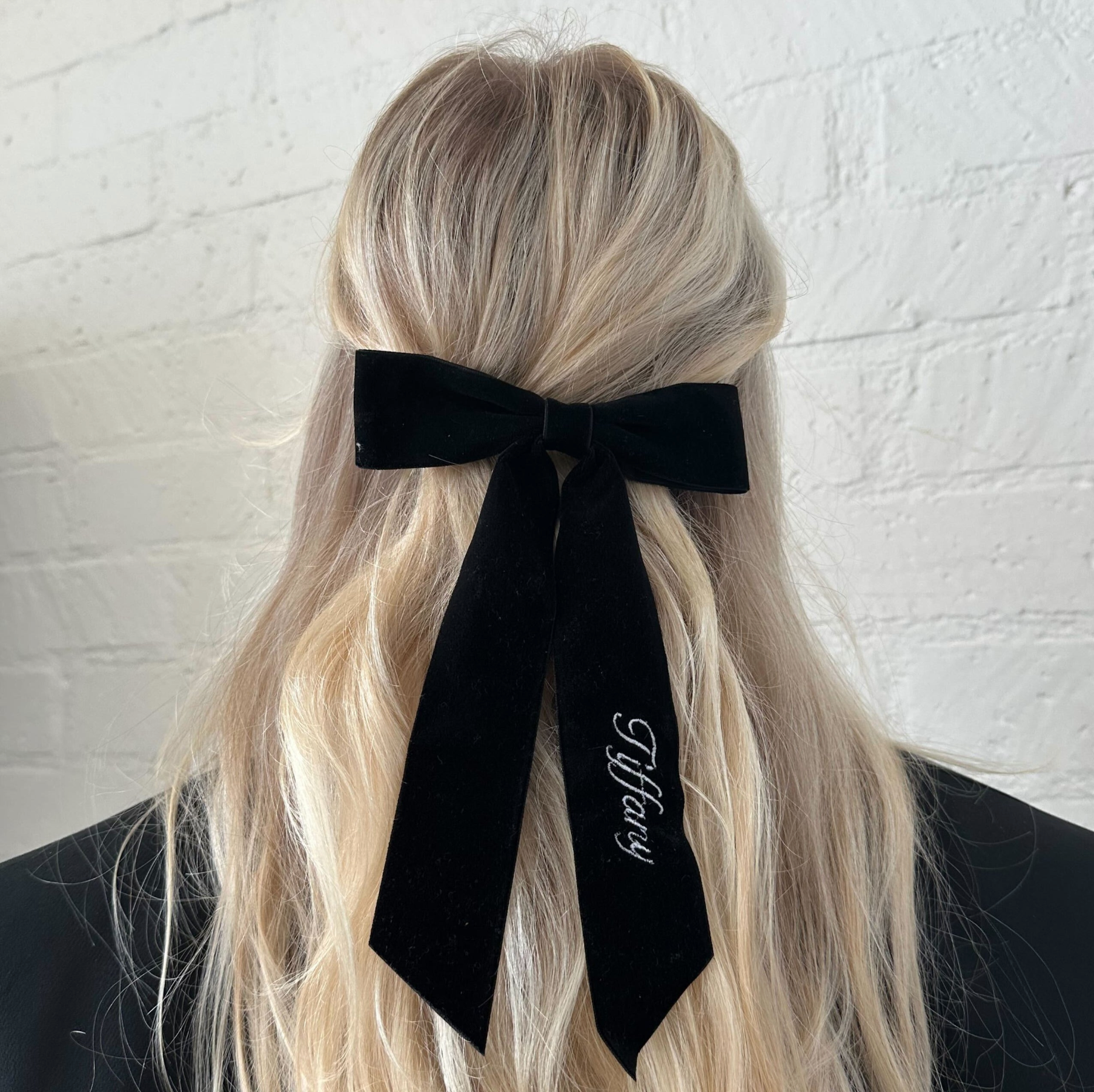 black bow on hair