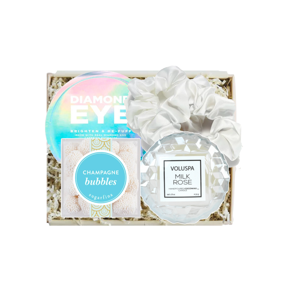 Diamond Eye champagne bubbles bath product in packaging on a white background