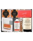 Collection of Jack Rudy cocktail ingredients and packaging on a white background