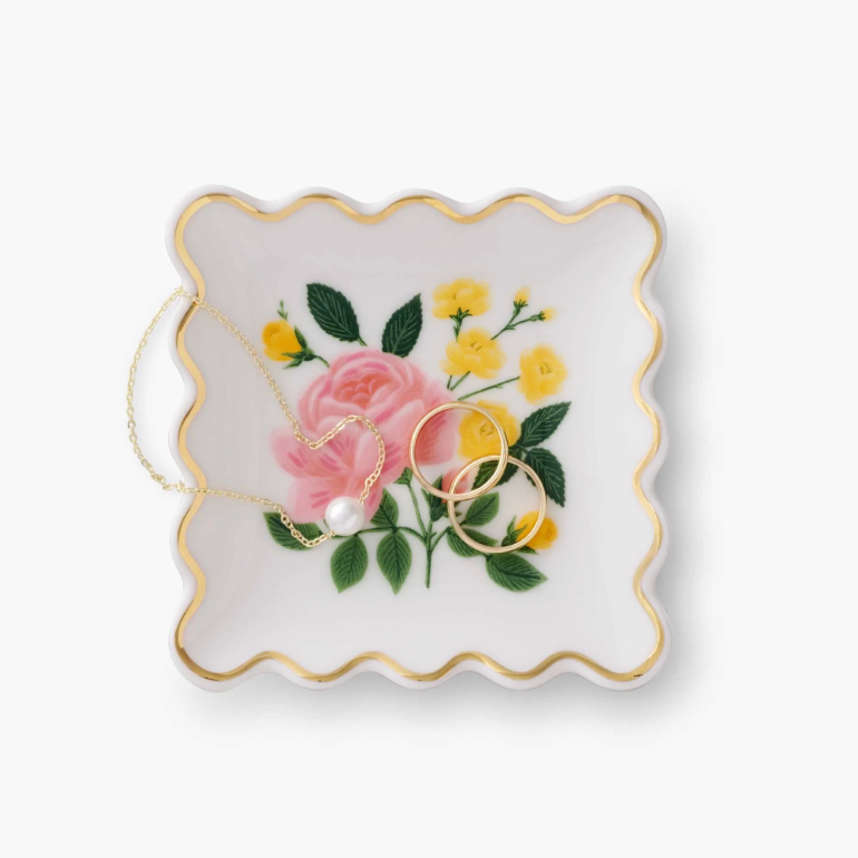 Decorative plate with floral design on a white background