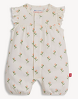 Baby romper with floral pattern on a white background